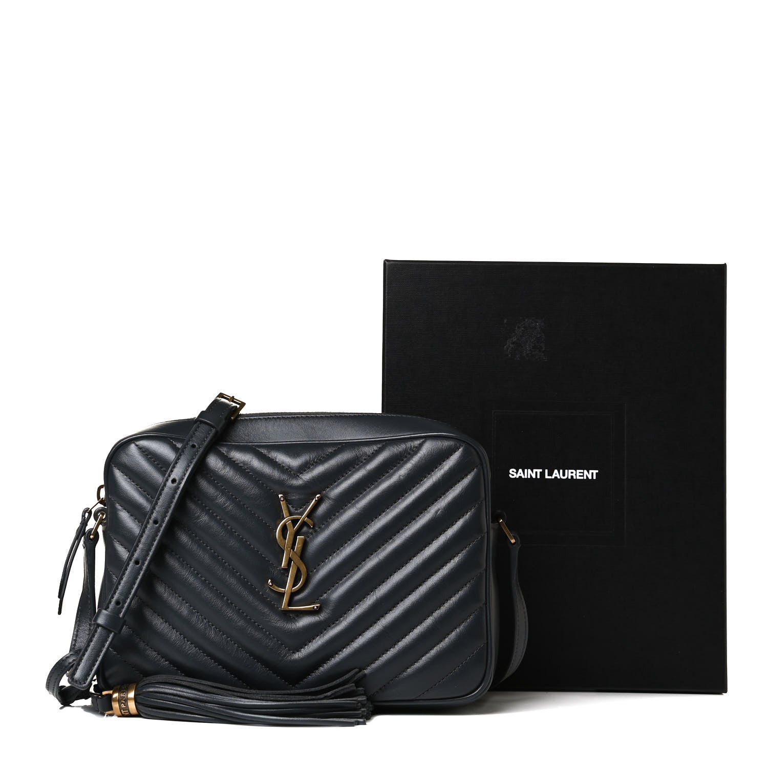 Saint Laurent Calfskin Matelasse Monogram Lou Camera Bag Dark Smog 13 of 13
