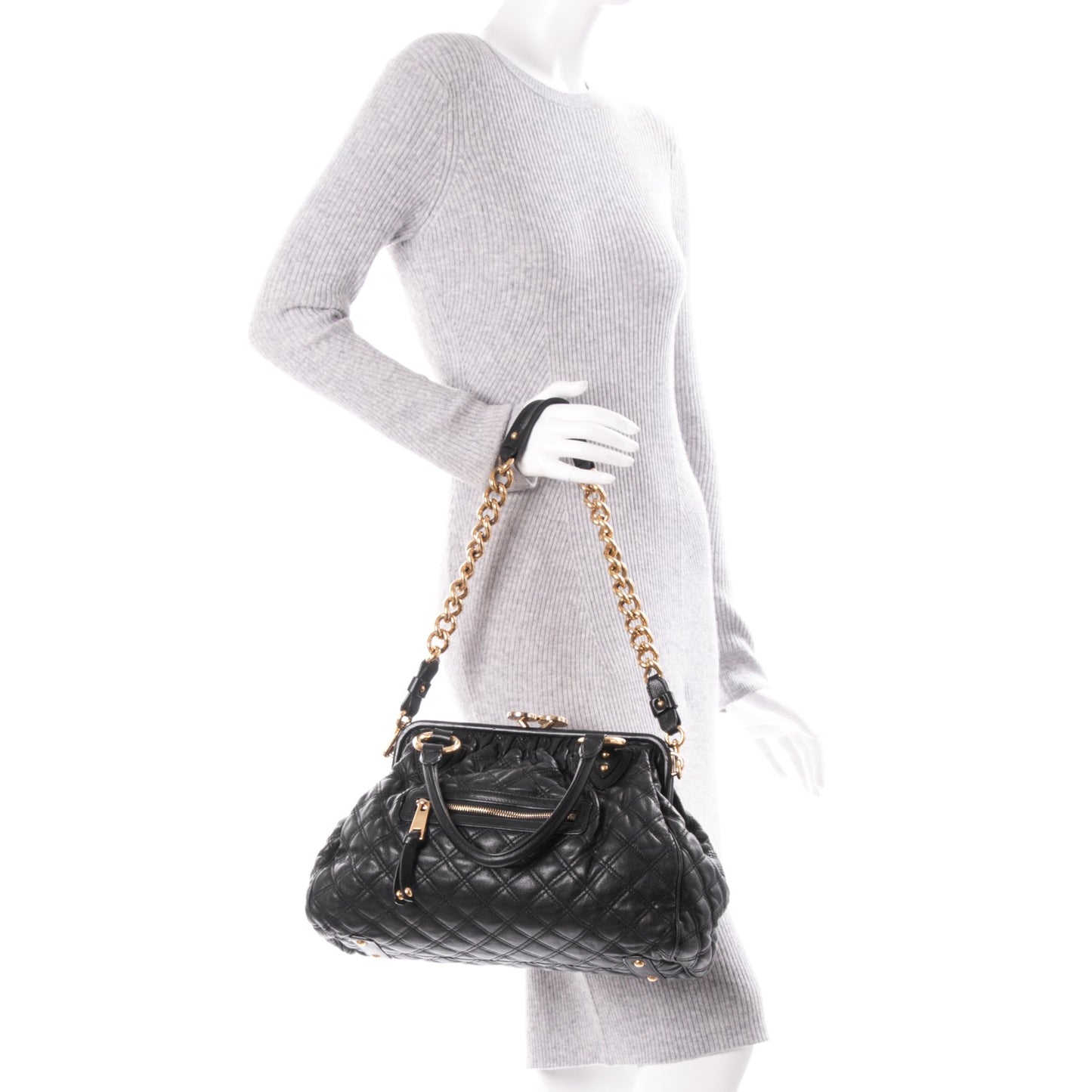 Calfskin Quilted Stam Black