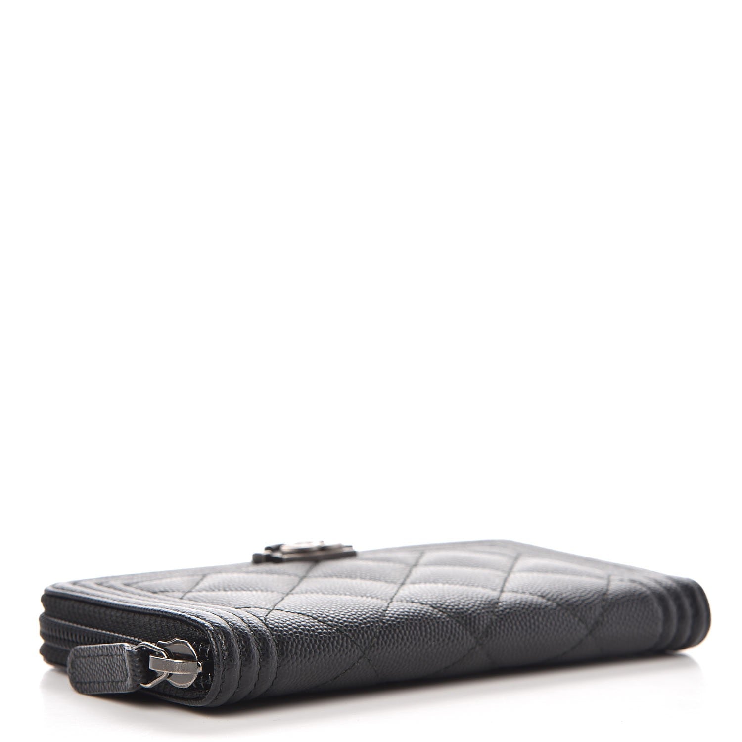 Chanel Caviar Quilted Small Boy Zip Around Wallet Black 4 of 9
