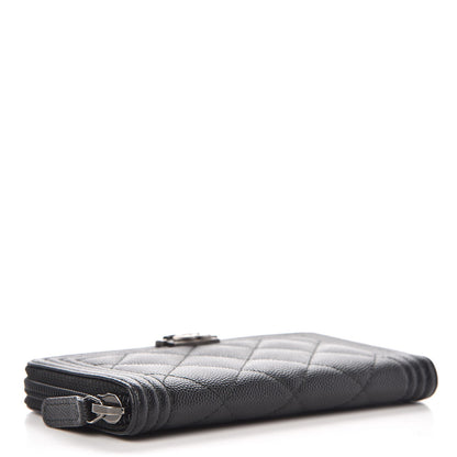Chanel Caviar Quilted Small Boy Zip Around Wallet Black 4 of 9