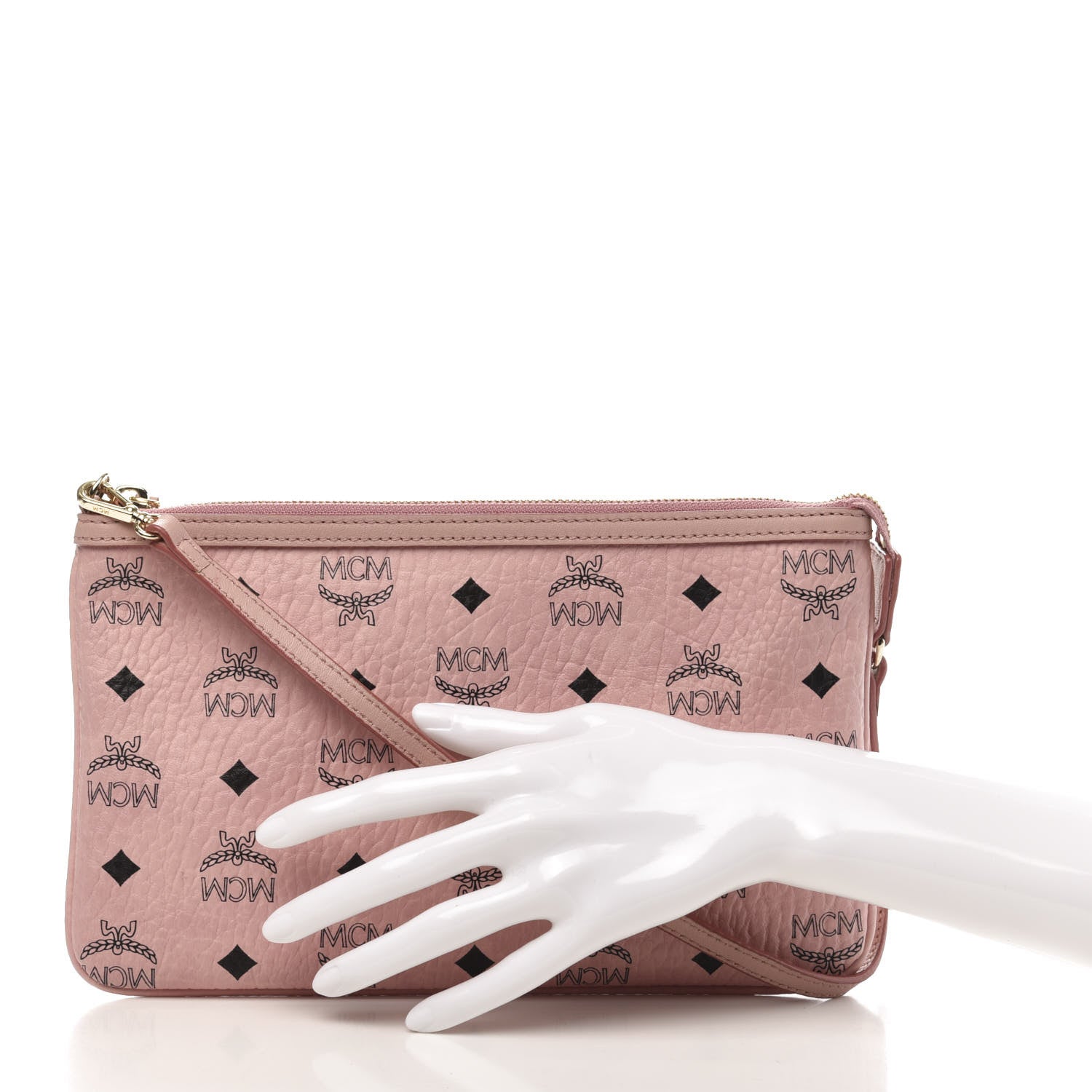 MCM Visetos Liz Shopper Tote Pouch Light Pink 2 of 8