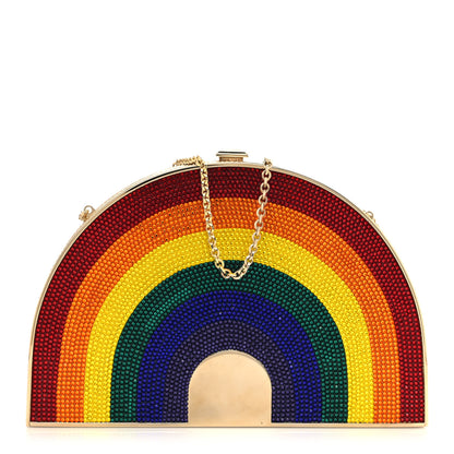 Judith Leiber Crystal Rainbow Minaudiere Clutch Gold Multicolor 1 of 10