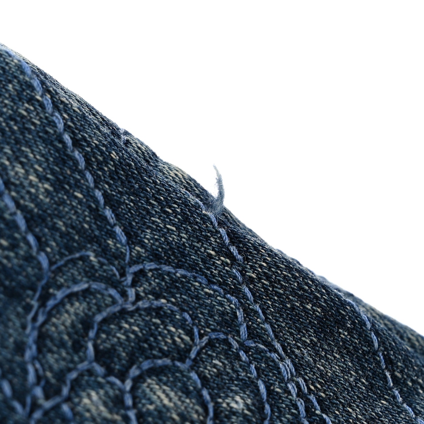 Denim Quilted Camellia Embroidered Medium Flap Blue