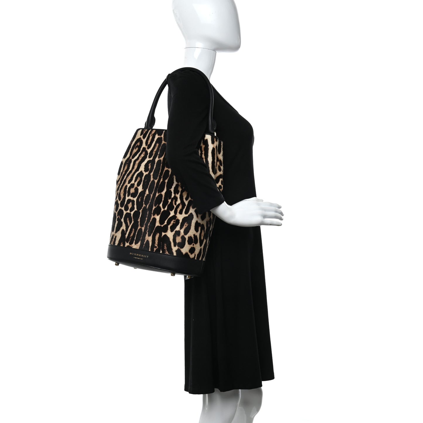 Prorsum Calf Hair Leopard Print The Bucket Bag Black