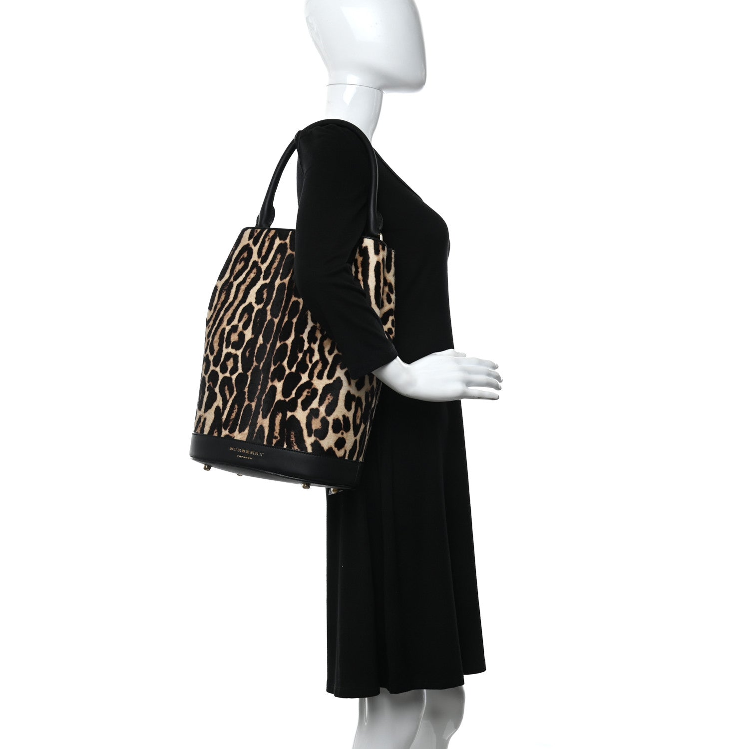 Burberry Prorsum Calf Hair Leopard Print The Bucket Bag Black 2 of 9