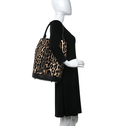 Burberry Prorsum Calf Hair Leopard Print The Bucket Bag Black 2 of 9