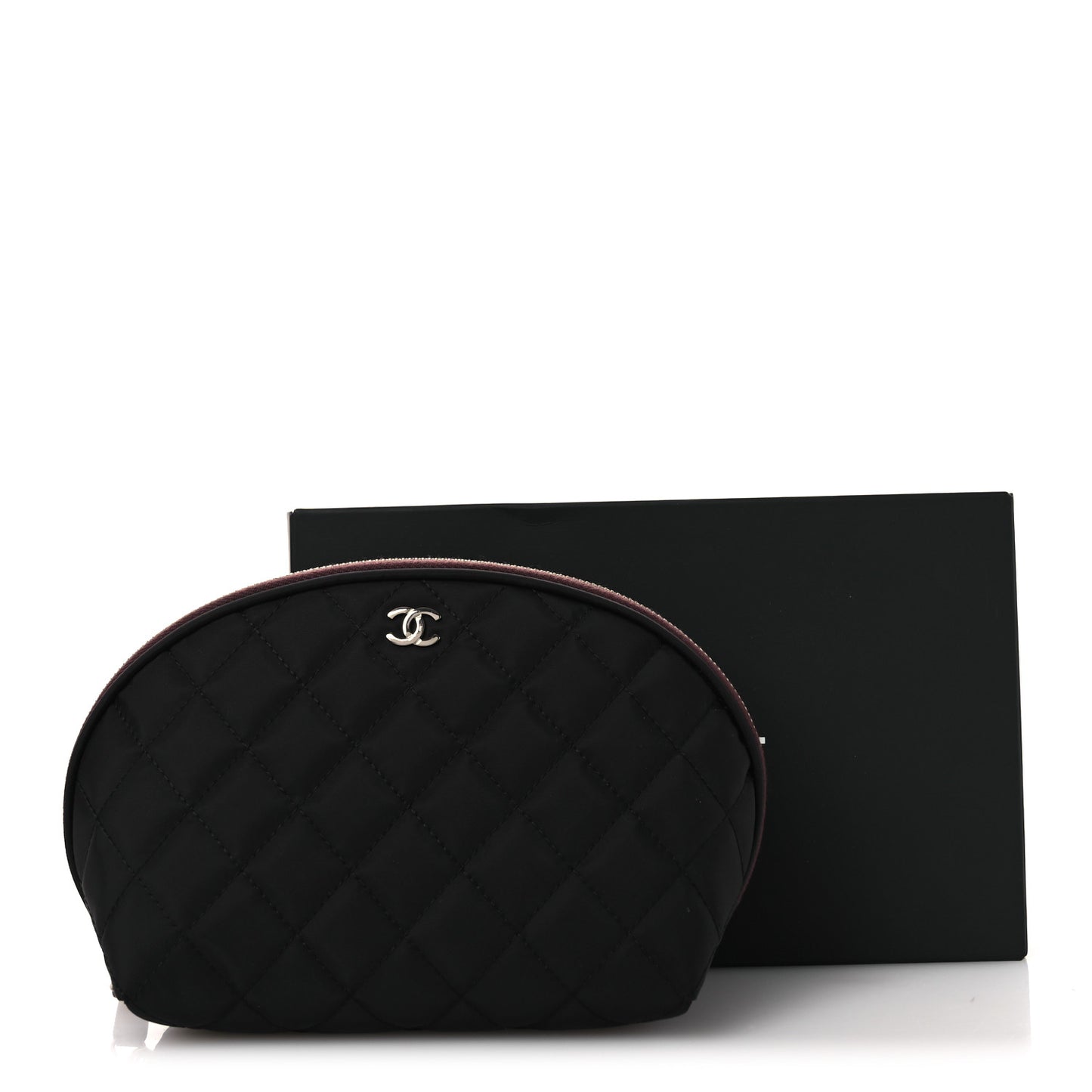 Nylon Quilted Small Cosmetic Case Black