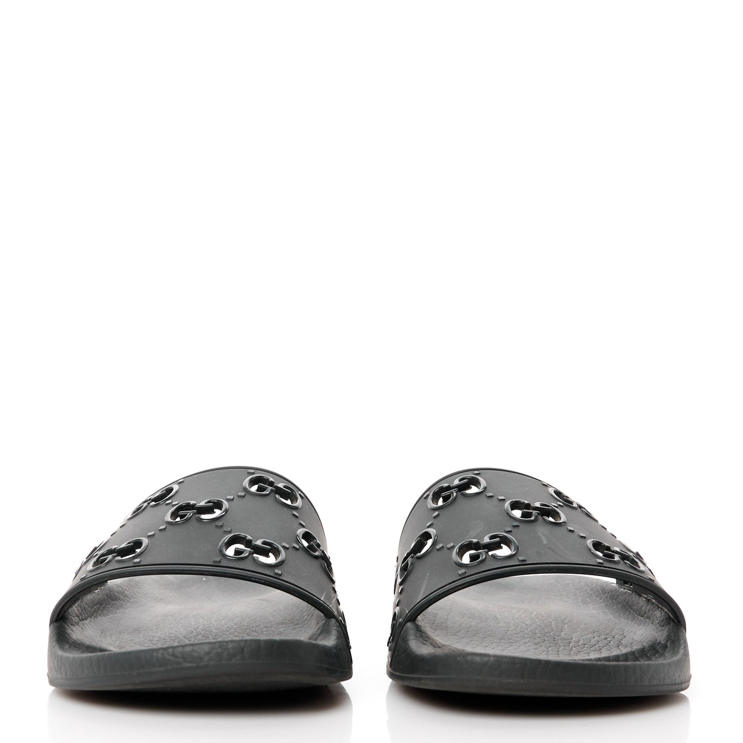 Rubber GG Monogram Perforated Womens Slide Sandals 37 Black