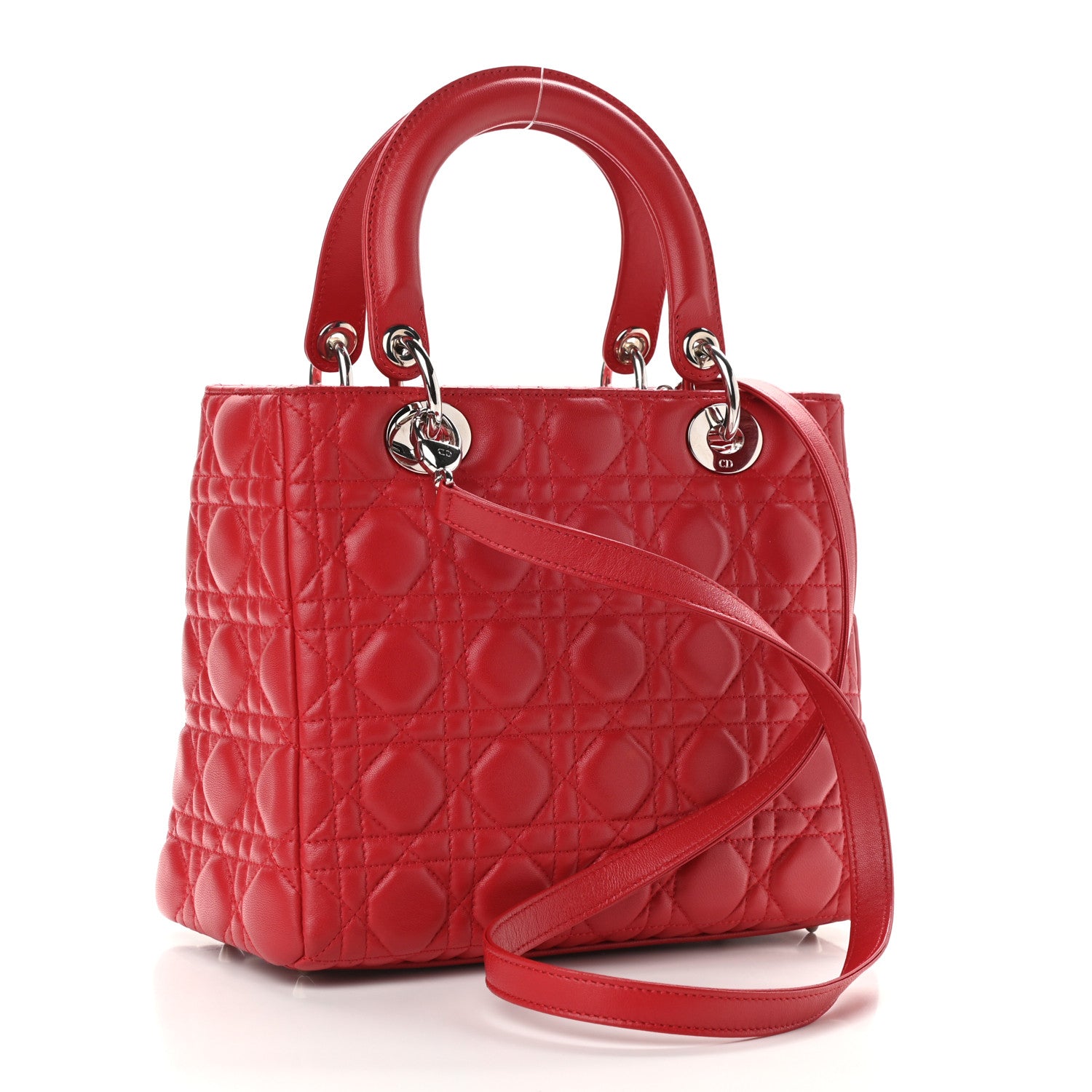 Christian Dior Lambskin Cannage Medium Lady Dior Red 3 of 9