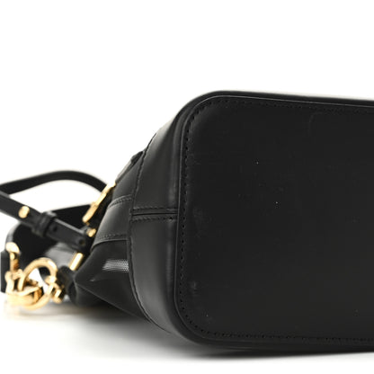 Fendi Mesh Vitello King F is Fendi Logo Embroidered Mini Mon Tresor Bucket Bag Black 8 of 9