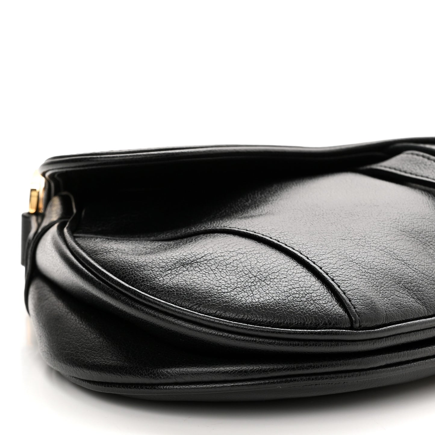 Shiny Goatskin Saddle Bag Black