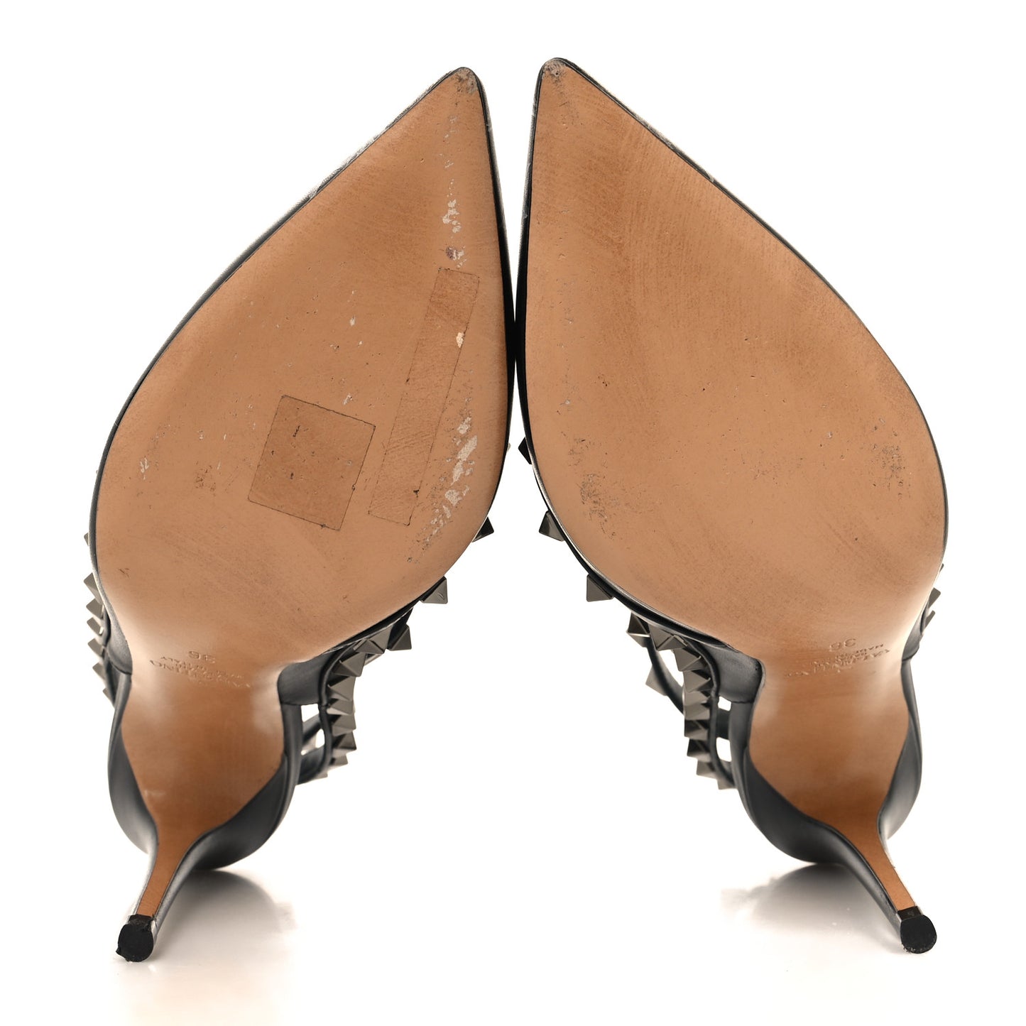 Calfskin Nappa Rockstud Undercover Ankle Strap 100mm Pumps 36 Black Grey