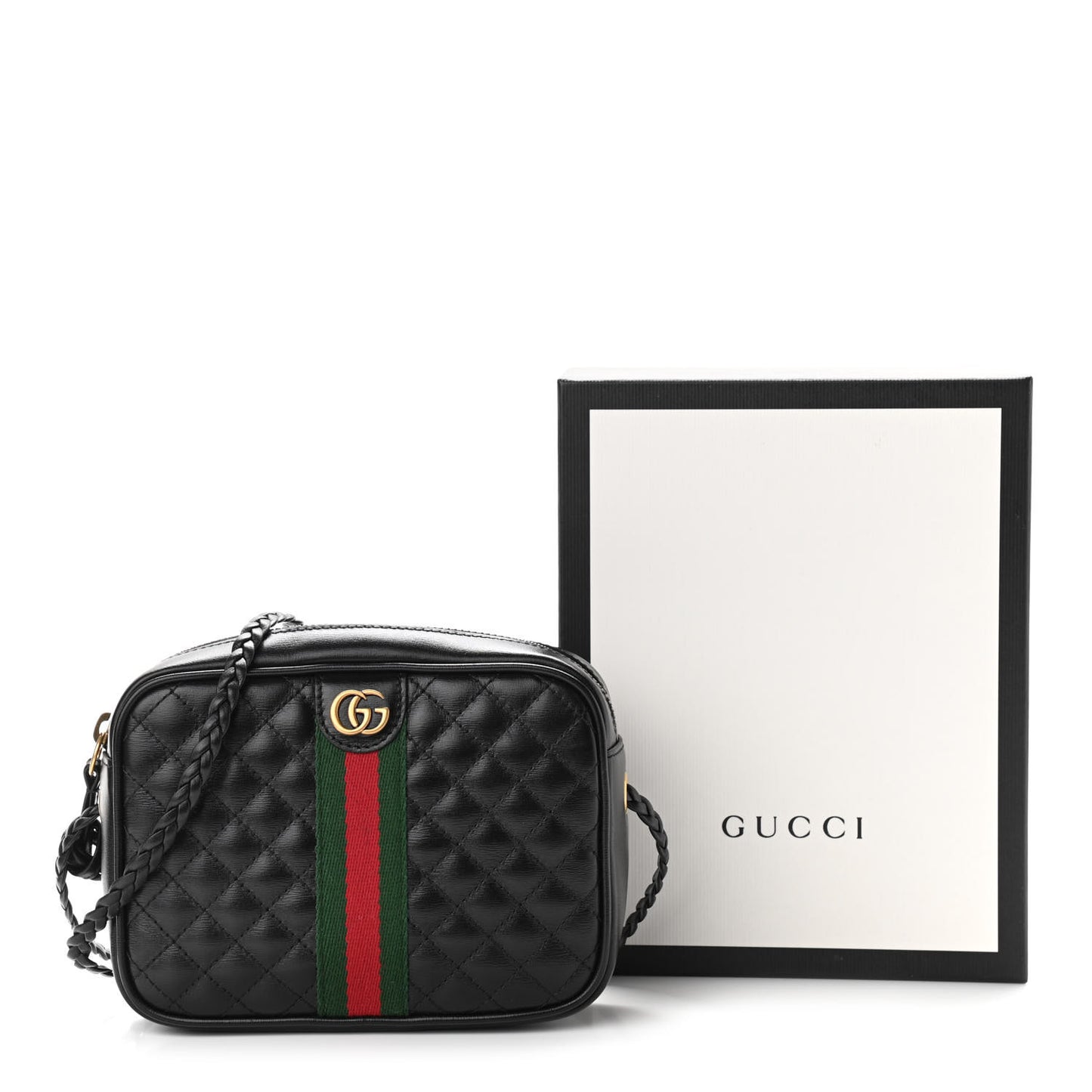 Calfskin Trapuntata Web Mini GG Shoulder Bag Black