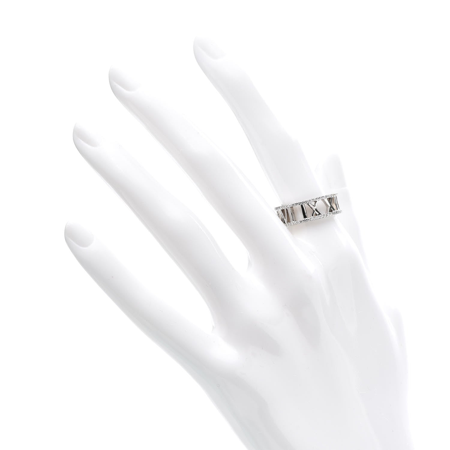 Tiffany 18K White Gold Diamond Atlas Open Pave Ring 52 6 2 of 5