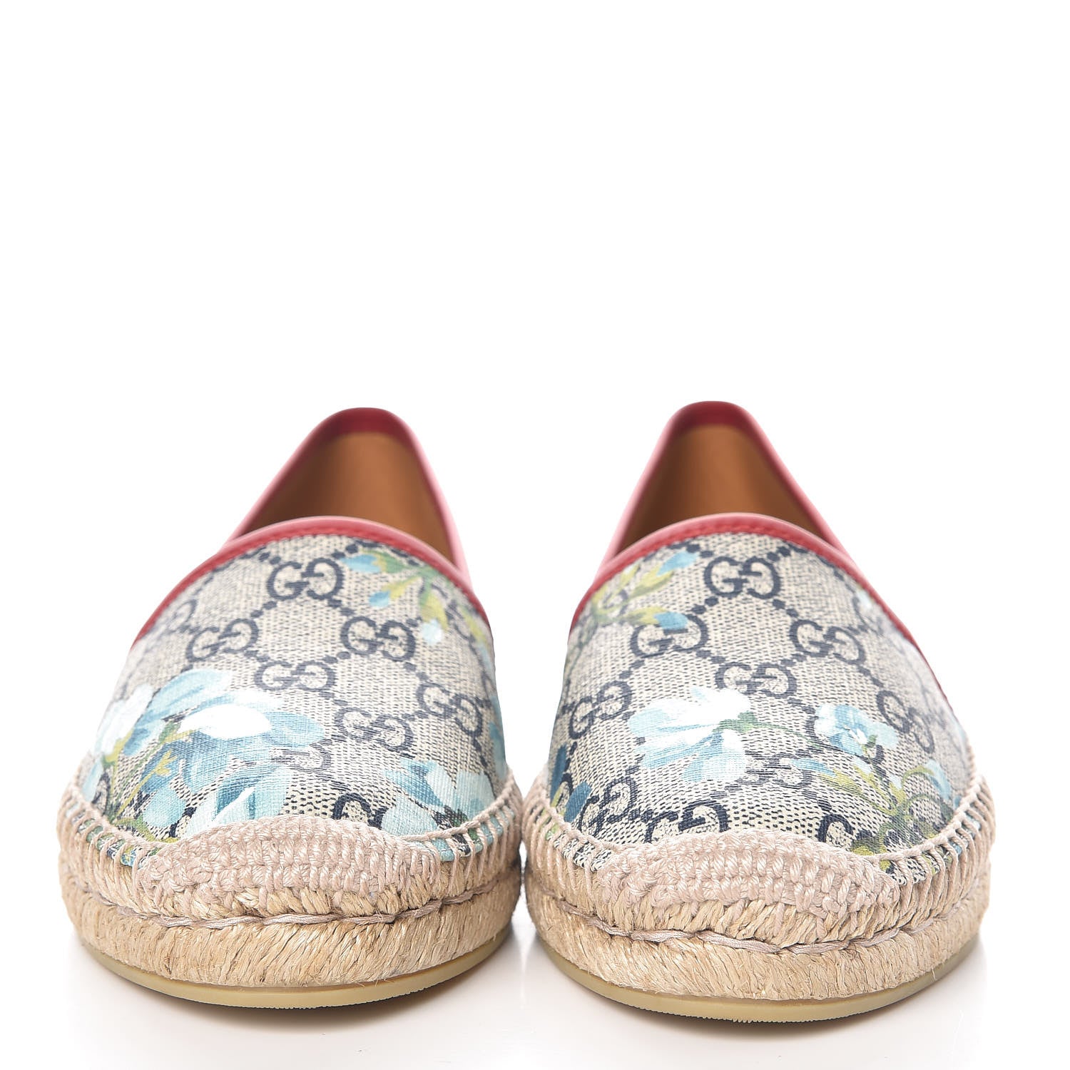 Gucci GG Supreme Monogram Blooms Espadrilles 35 Beige Blue Navy Hibiscus Red 2 of 9