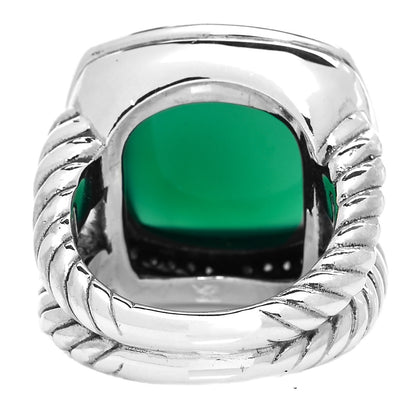 David Yurman Sterling Silver Diamond Green Onyx 14mm Albion Ring 54 7 3 of 5