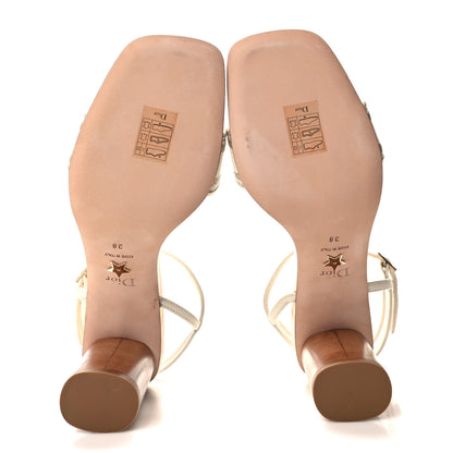 Christian Dior Canvas Lurex Embroidered Dway 80mm Sandals 38 White Gold 5 of 9