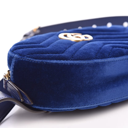 Gucci Velvet Matelasse GG Marmont Belt Bag 85 34 Cobalt Blue 9 of 10