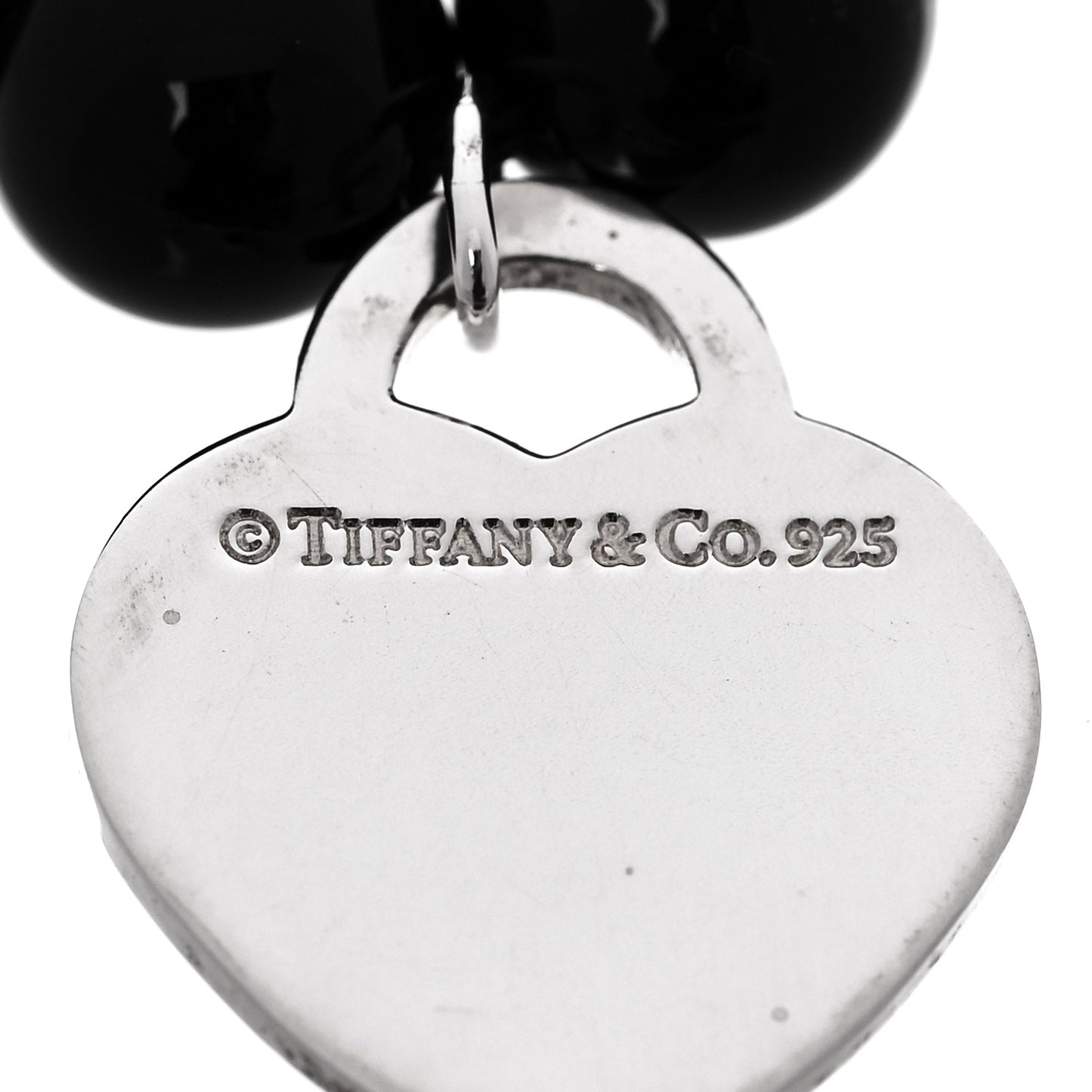 Sterling Silver Black Onyx 8mm Return to Tiffany Bead Heart Tag Bracelet