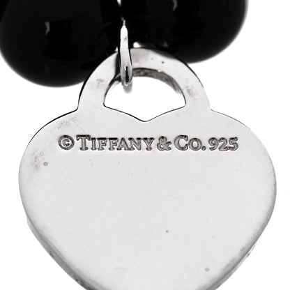 Tiffany Sterling Silver Black Onyx 8mm Return to Tiffany Bead Heart Tag Bracelet 3 of 3