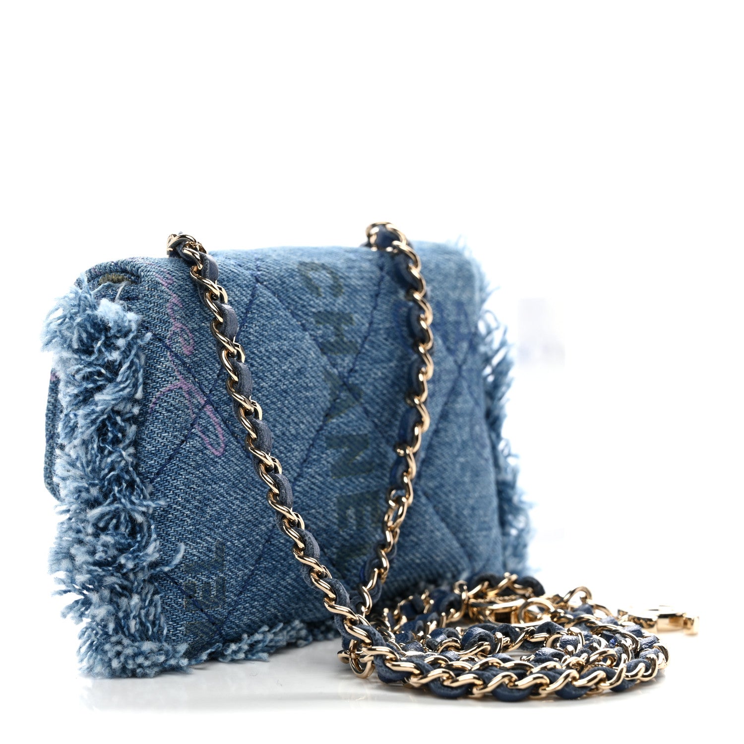Chanel Denim Quilted Denim Mood Clutch With Chain Blue Multicolor 3 of 10
