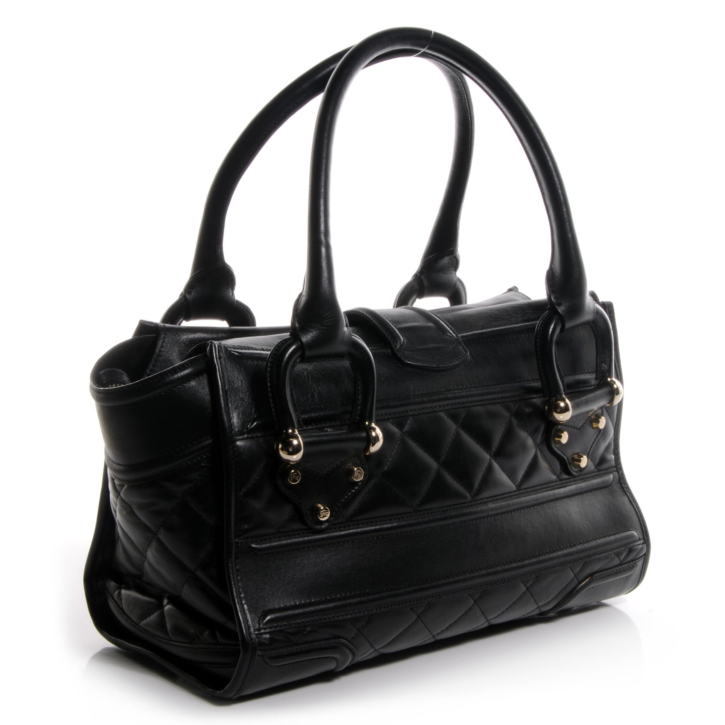 Leather Quilted Large Manor Tote Black