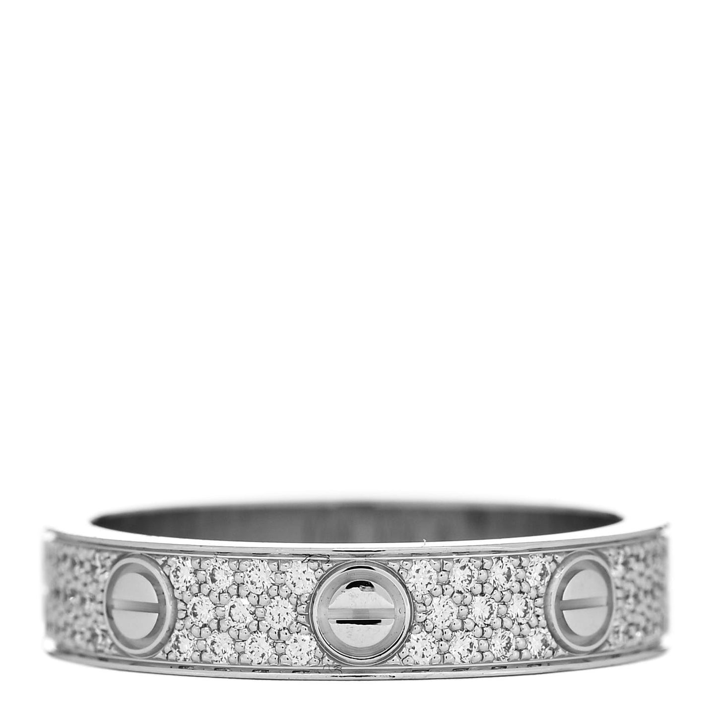 18K White Gold Diamond 4mm LOVE Wedding Paved Band Ring 51 5.75