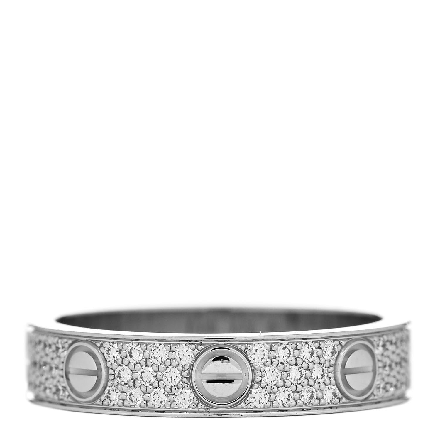 Cartier 18K White Gold Diamond 4mm LOVE Wedding Paved Band Ring 51 5.75 3 of 4