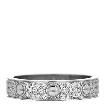 Cartier 18K White Gold Diamond 4mm LOVE Wedding Paved Band Ring 51 5.75 3 of 4