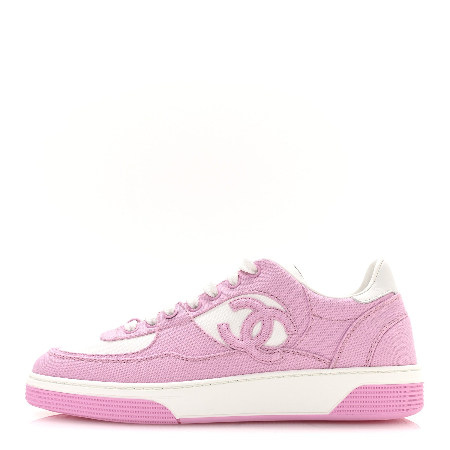Chanel Cotton Sneakers 38 Pink White 1 of 9