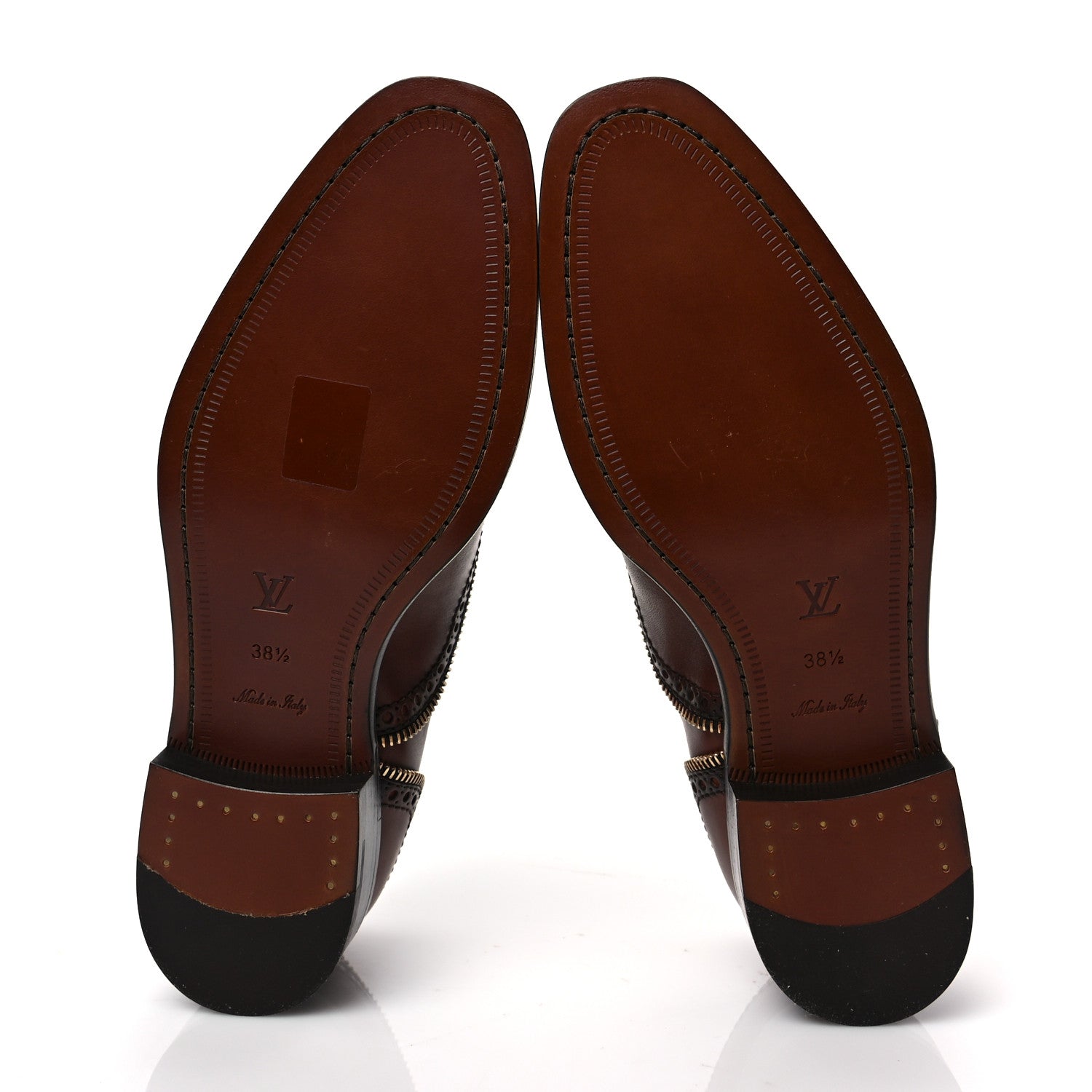 Louis Vuitton Calfskin Tomboy Richelieu Oxford Flats 38.5 Cognac 5 of 7