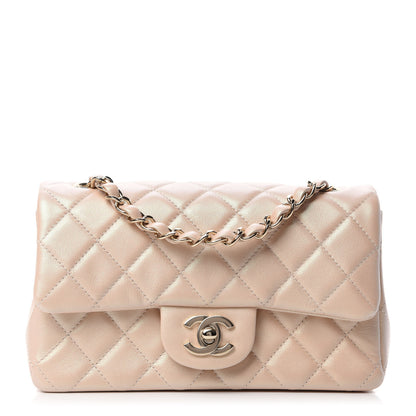 Chanel Iridescent Calfskin Quilted Mini Rectangular Flap Beige 1 of 11