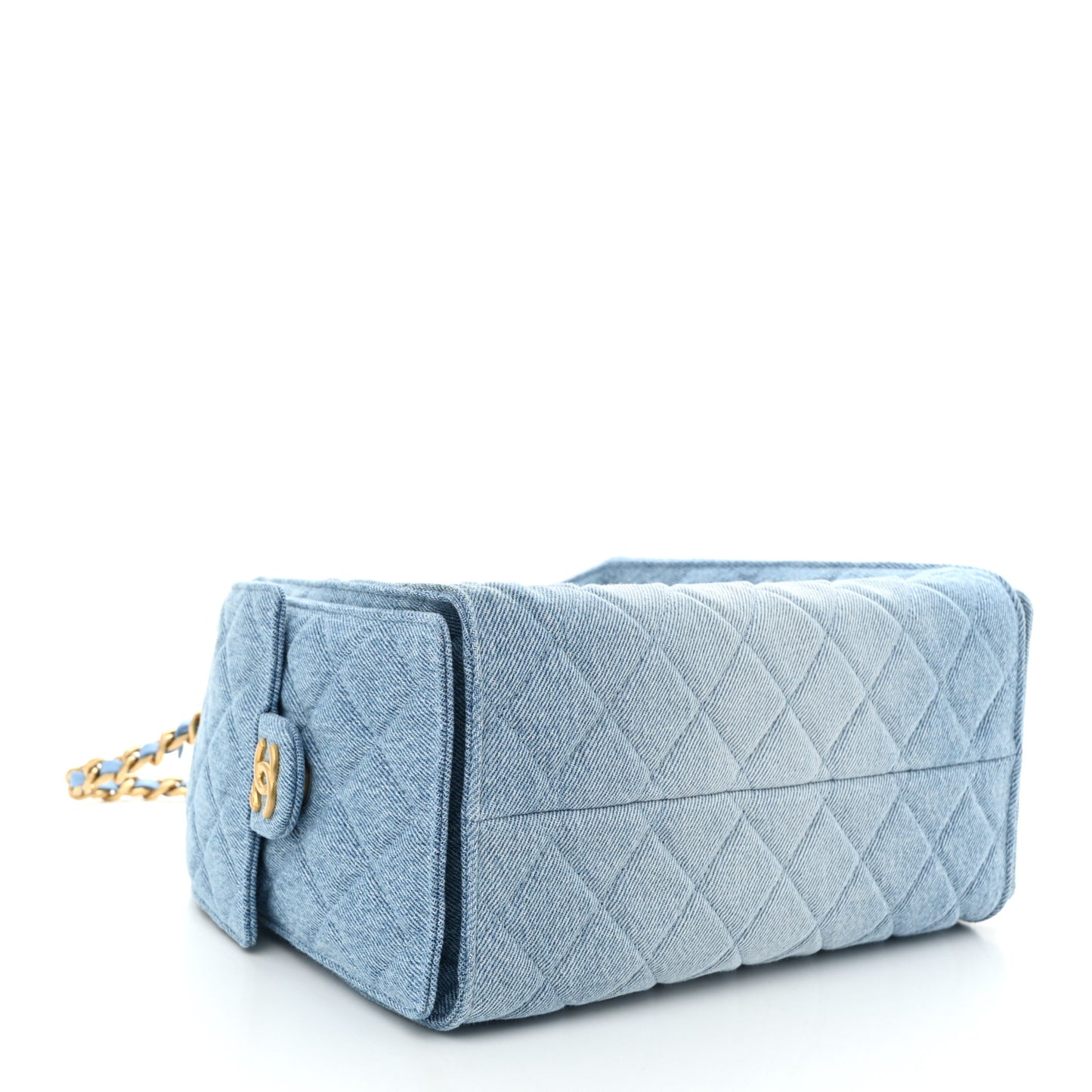 Washed Denim Quilted Small Chanel 25 Handbag Blue