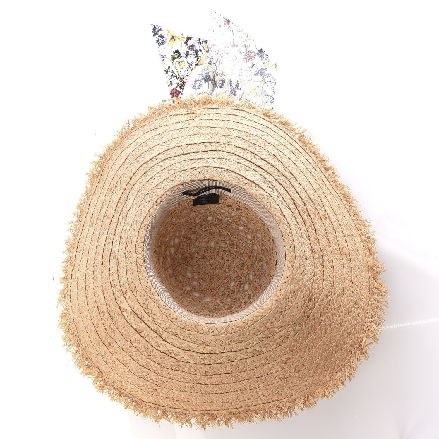 Gucci Straw Flora Infinity Scarf Wide Brim Hat S Natural 3 of 5