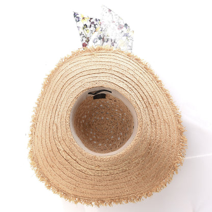 Gucci Straw Flora Infinity Scarf Wide Brim Hat S Natural 3 of 5
