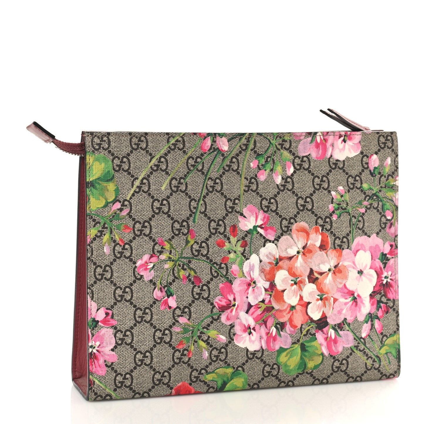 GG Supreme Monogram Blooms Large Cosmetic Case Beige Multicolor Dry Rose