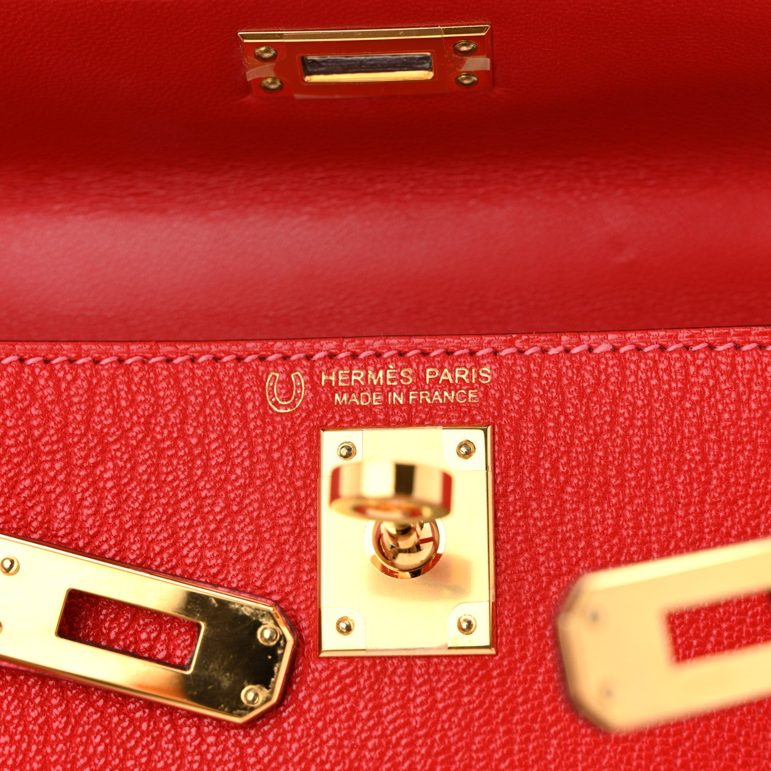 Hermes Chevre Mysore Horseshoe Mini Kelly Sellier 20 Rouge De Coeur Rose Lipstick 6 of 10