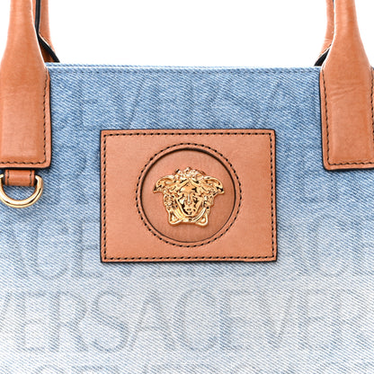 Versace Jacquard Canvas Large Allover Medusa Tote Blue 7 of 11