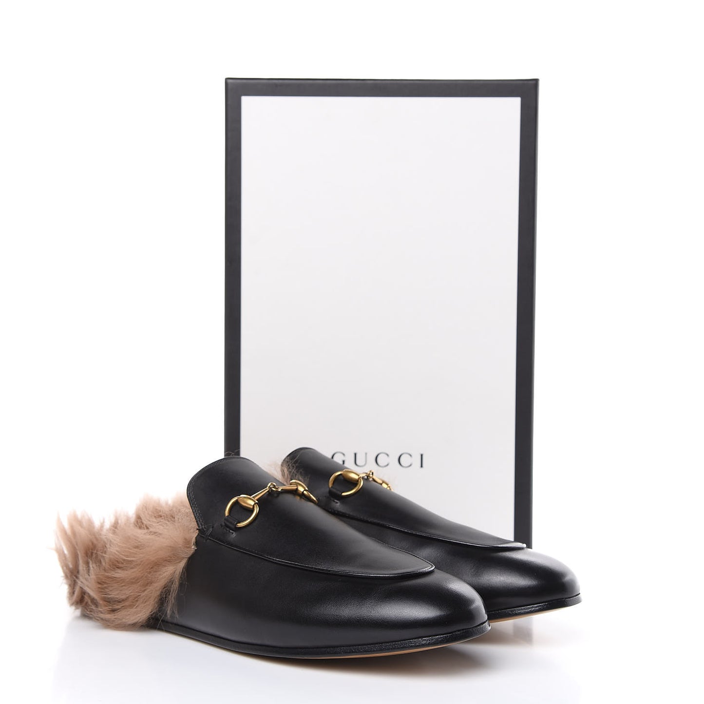 Calfskin Fur Womens Princetown Slippers 41.5 Black