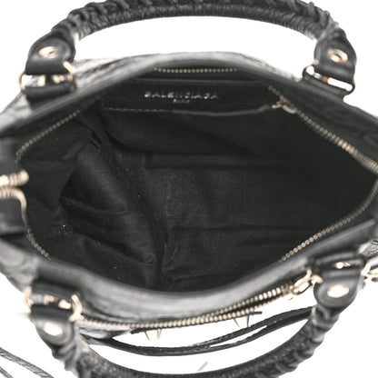 Balenciaga Agneau Classic Silver Hardware Mini City Logo Strap Black White 5 of 11