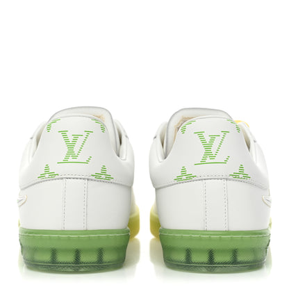 Louis Vuitton Calfskin Mens Luxembourg Samothrace Sneakers 9 White Yellow Green 4 of 10