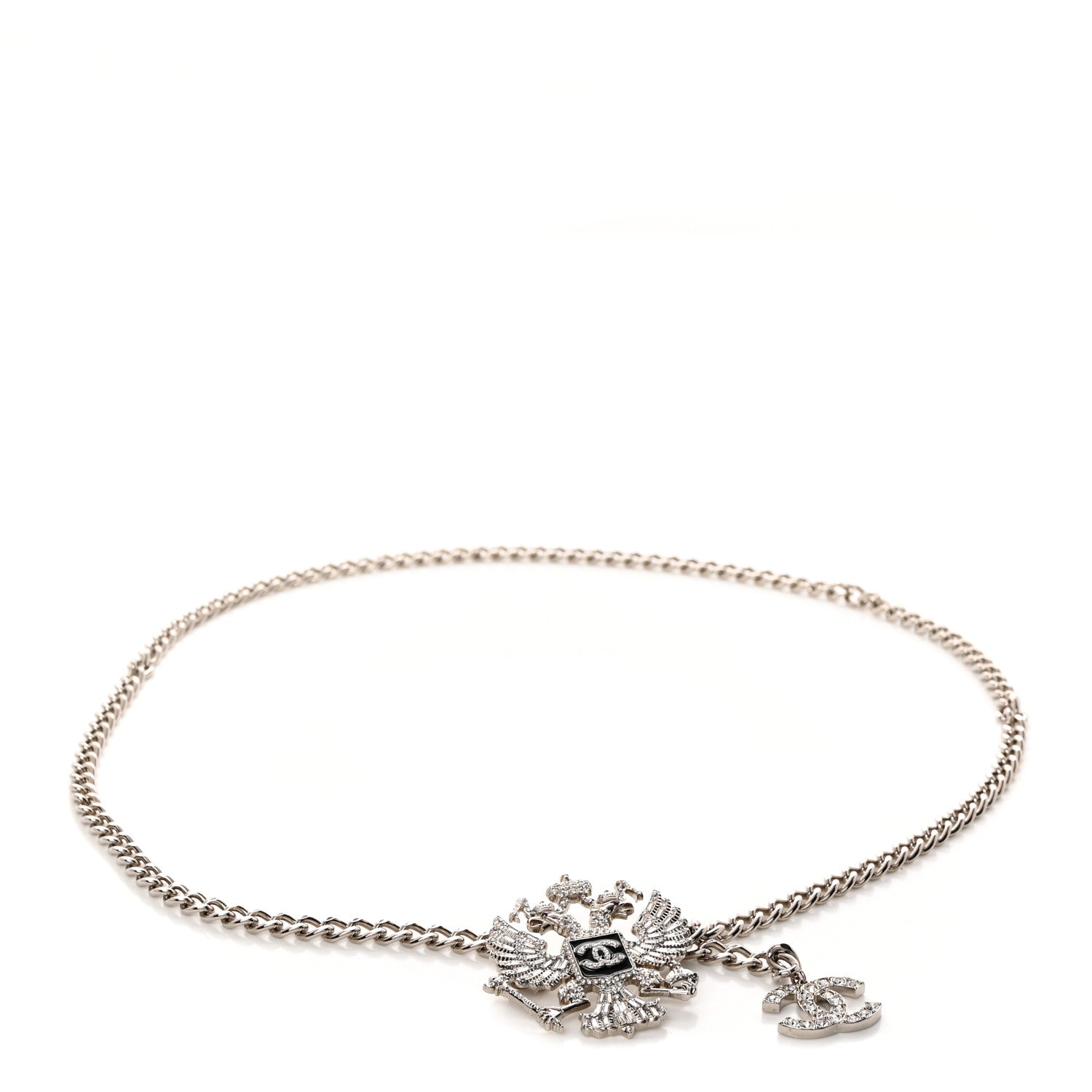 Chanel Crystal Paris Moscow Eagle Chain Belt Silver 1 of 6