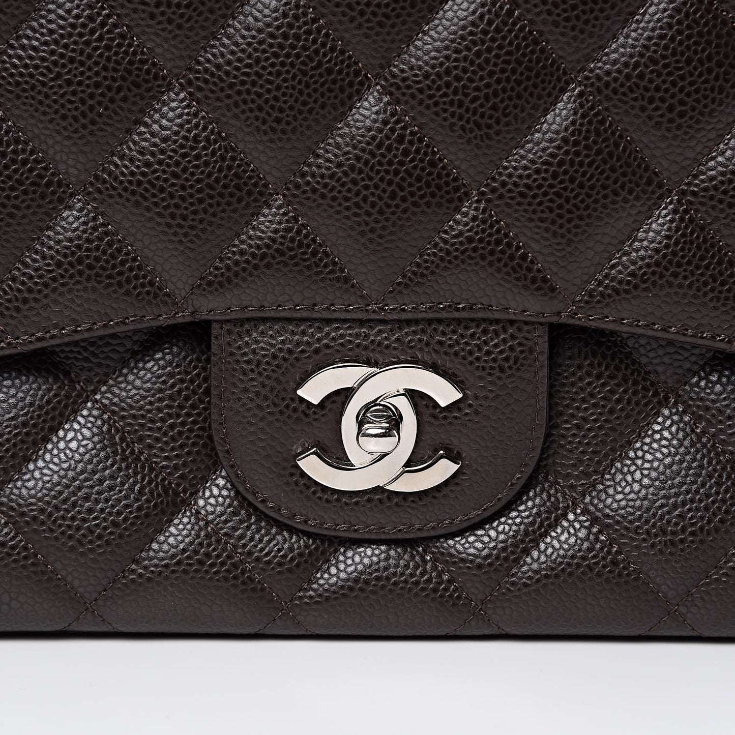 Caviar Quilted Jumbo Single Flap Dark Brown