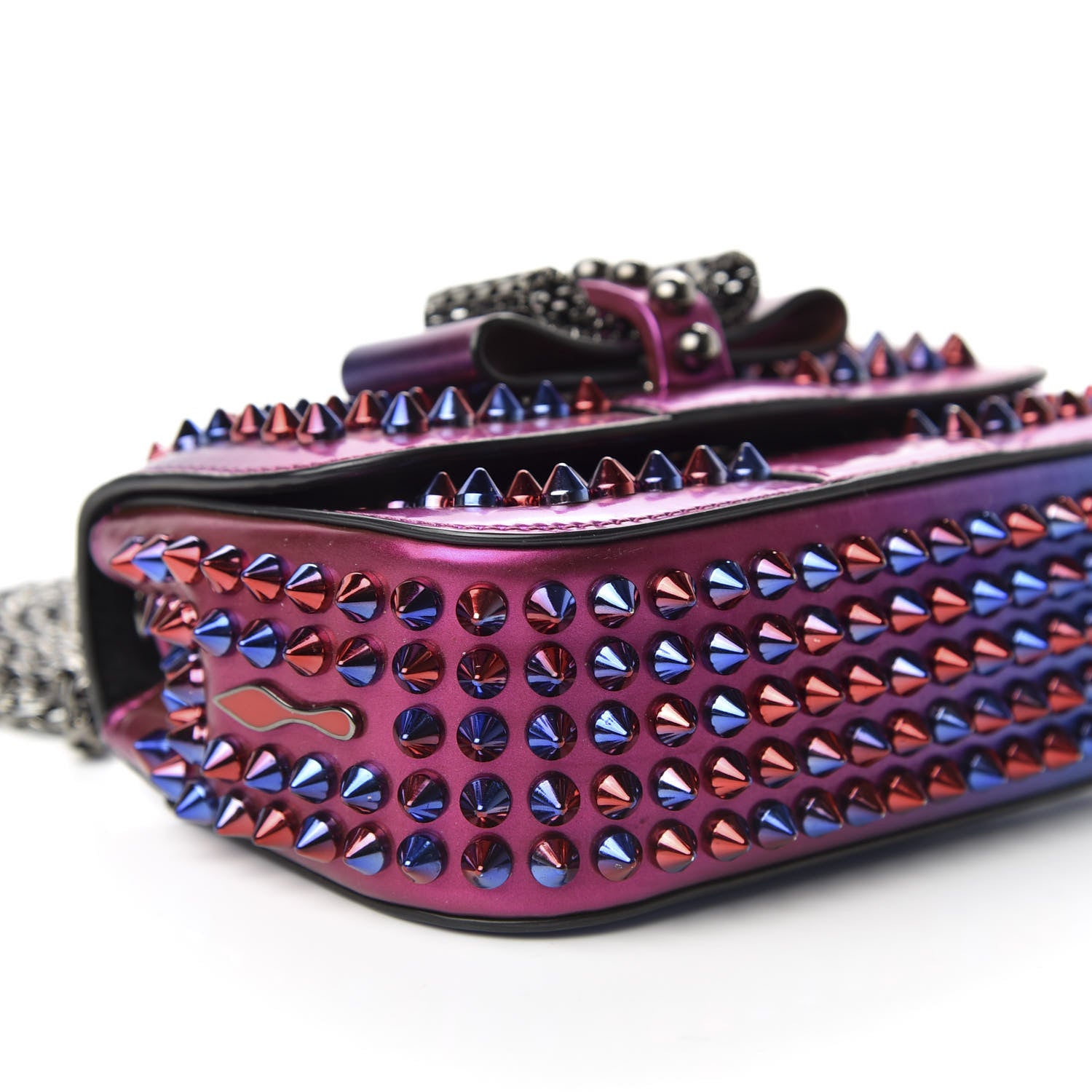 Christian Louboutin Patent Scarabe Spikes Sweety Charity Crossbody Bag Rose Digitale 8 of 9
