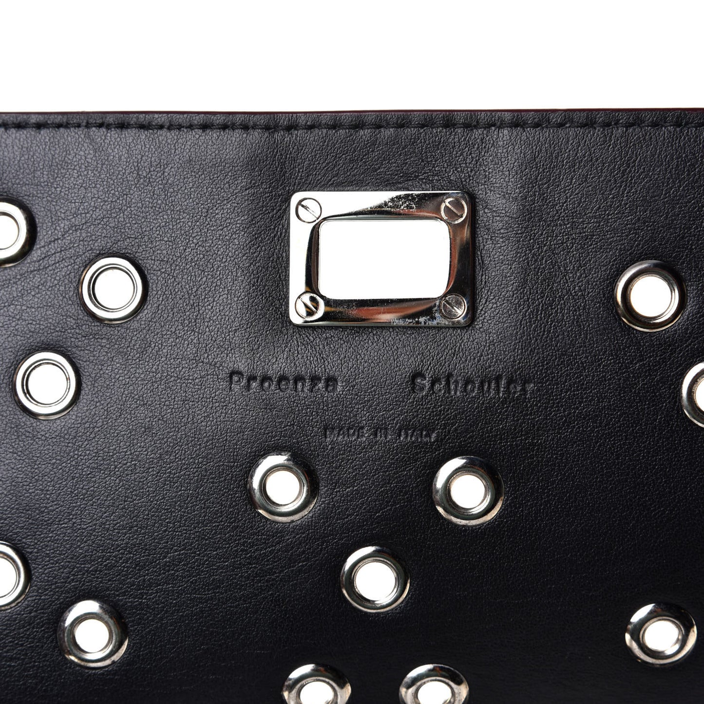 Canvas Calfskin Grommet Small Lunch Bag Clutch Black