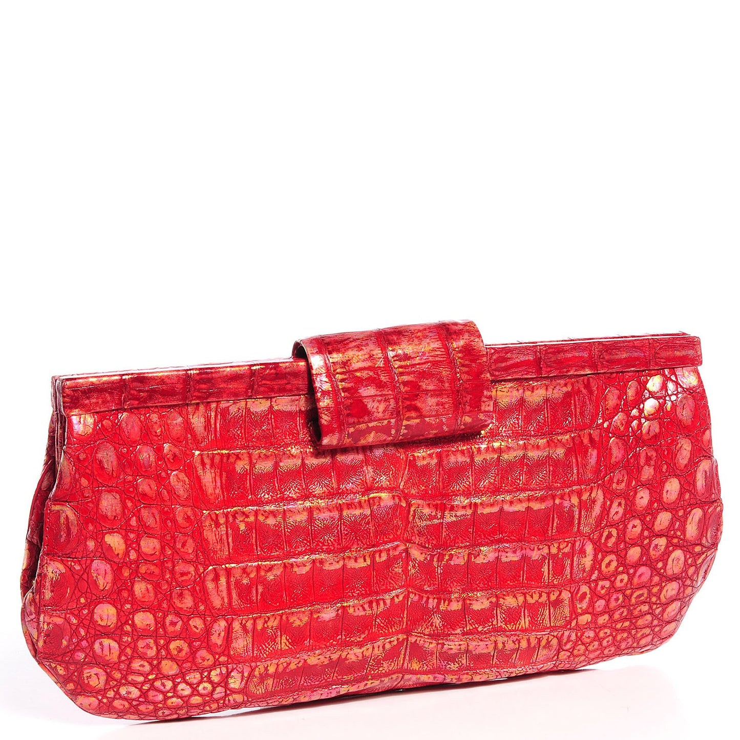 Crocodile Frame Clutch Orange