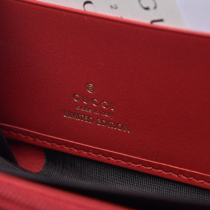 Gucci GG Supreme Monogram Kingsnake Heart Embroidered Zip Around Wallet Red 6 of 9