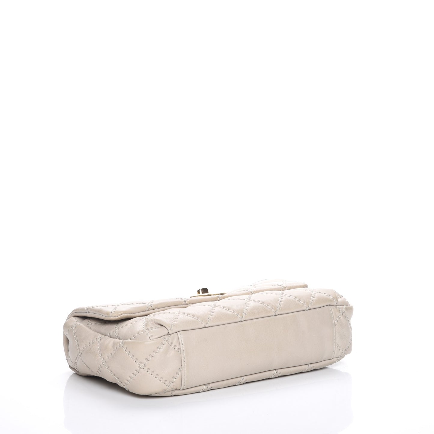 Calfskin Quilted Retro Chain Flap Beige