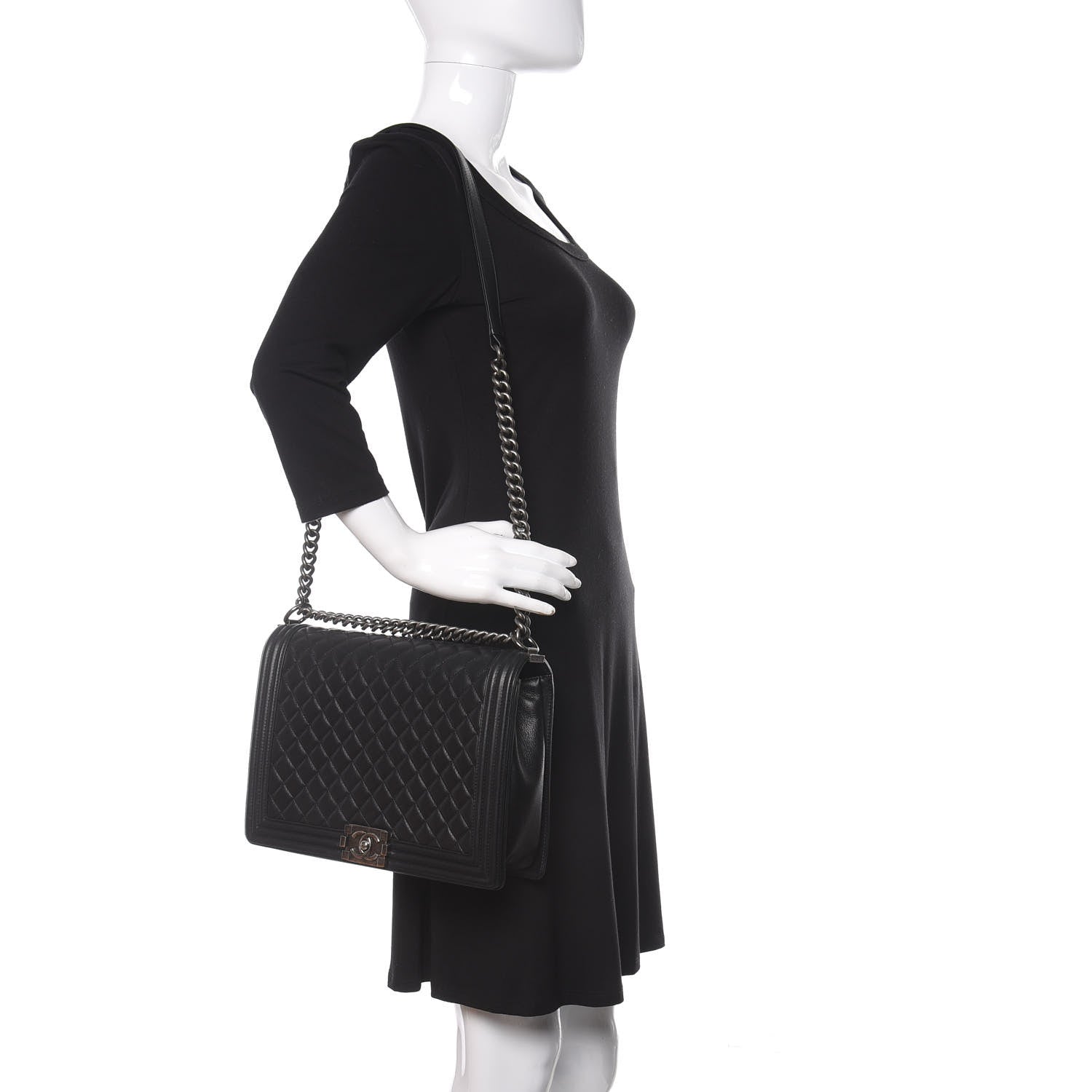 Chanel Calfskin Quilted Large Boy Flap Black 2 of 14