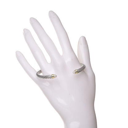 David Yurman Sterling Silver 14K Yellow Gold Pearl 5mm Cable Classics Petite Color Bracelet 2 of 5